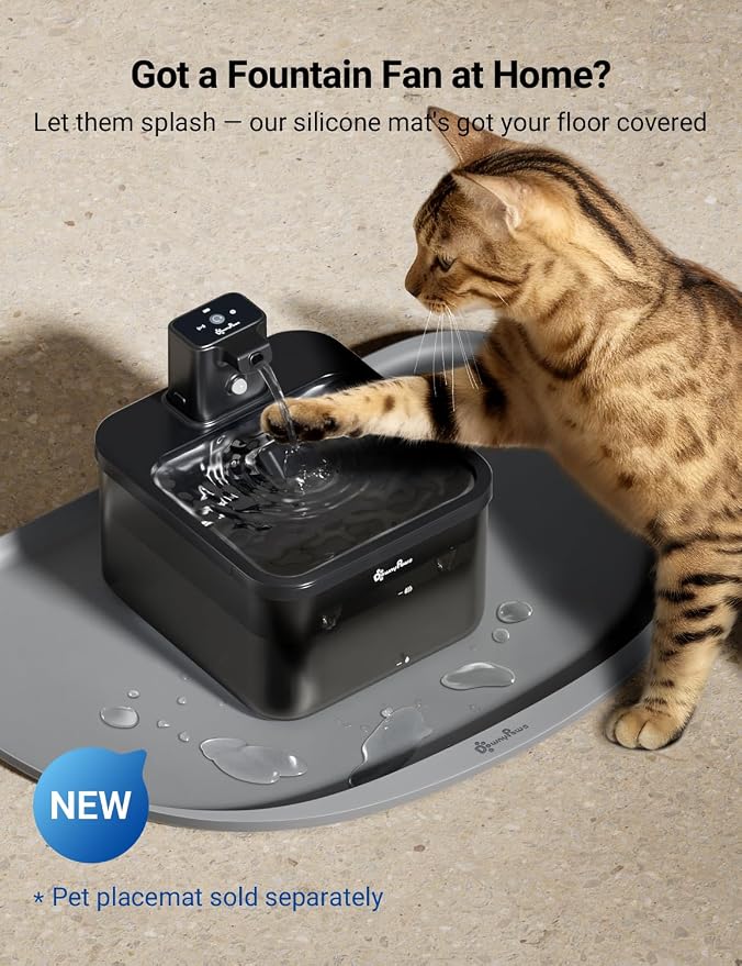 DownyPaws Cat Water Fountain Cordless, 84oz/2.5L Fursink Wireless Pet Water - Image 6