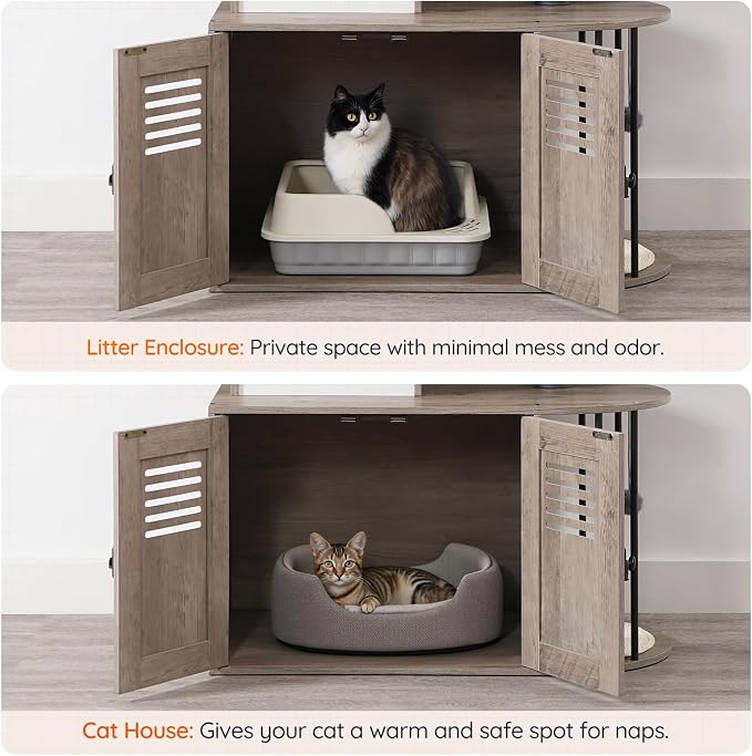 HOOBRO Cat Tree with Litter Box Enclosure, Arched All-in-One 31.5" Cat Tower - Image 8
