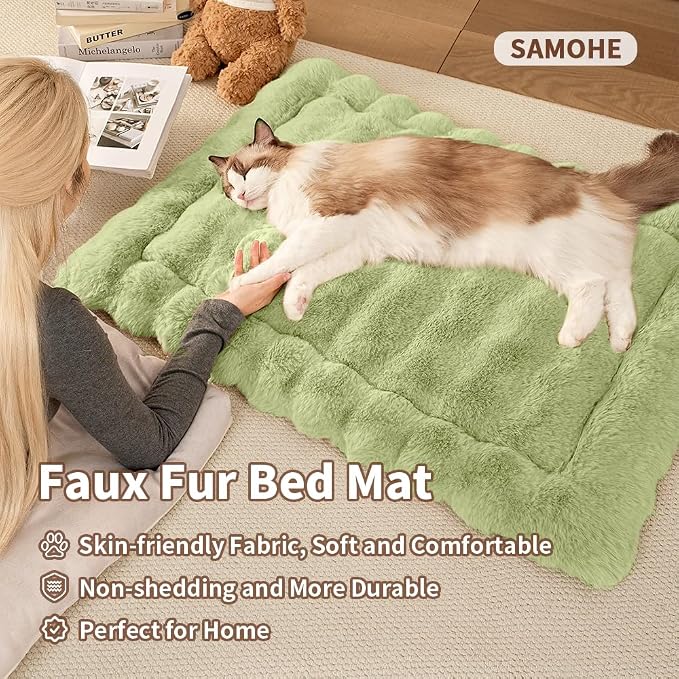 Self-Warming Cat Bed, Plush Faux Fur Pet Bed Mat - Image 2