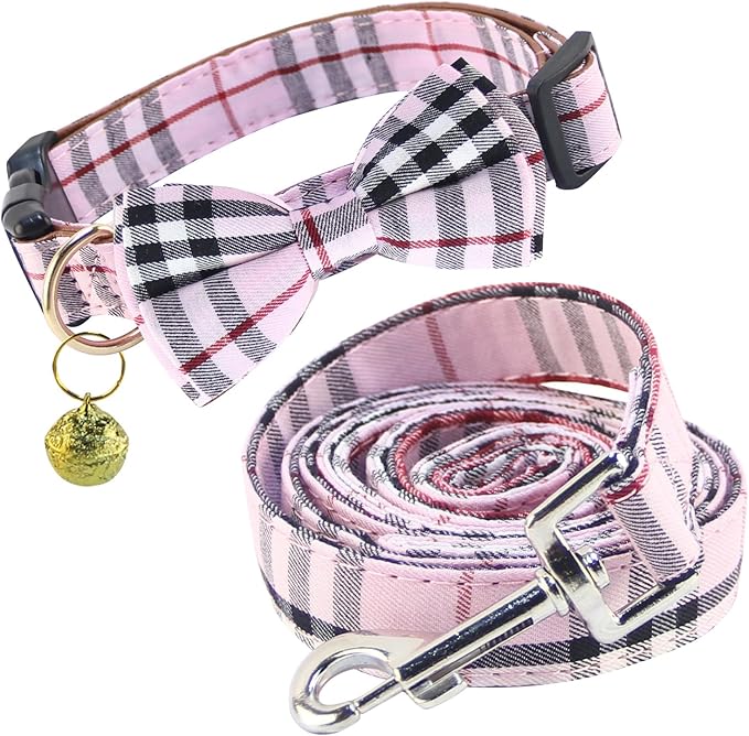 Yizepet Dog Collar and Leash Set-Plaid Puppy Collar by Yizepet