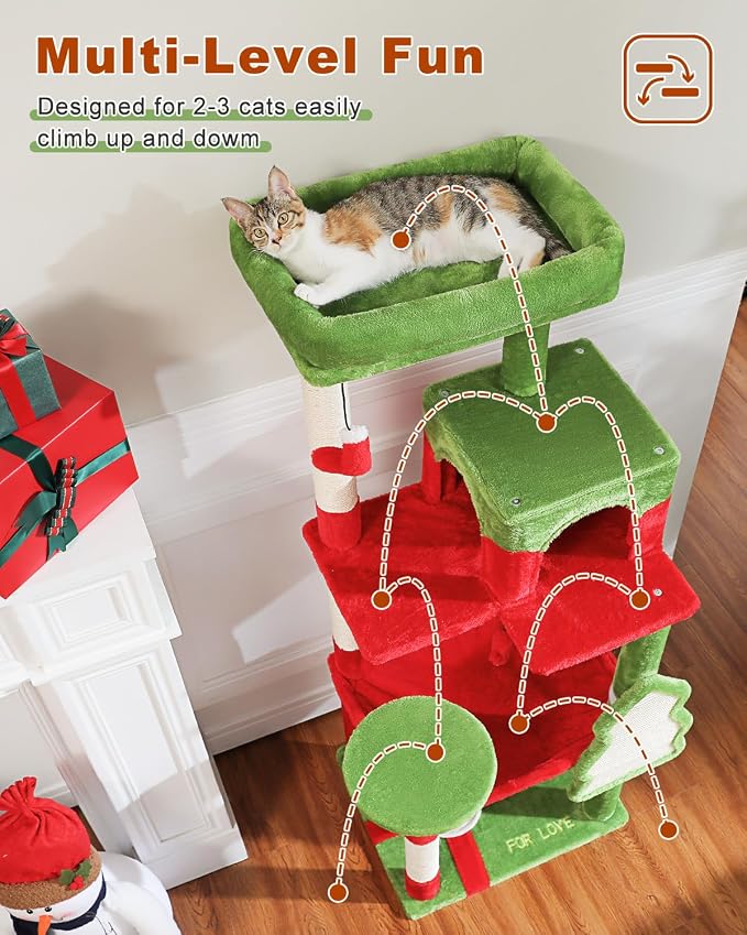 Cat Christmas Tree for Indoor Cats – 56.3“ Cat Proof Christmas Tree Tower - Image 6