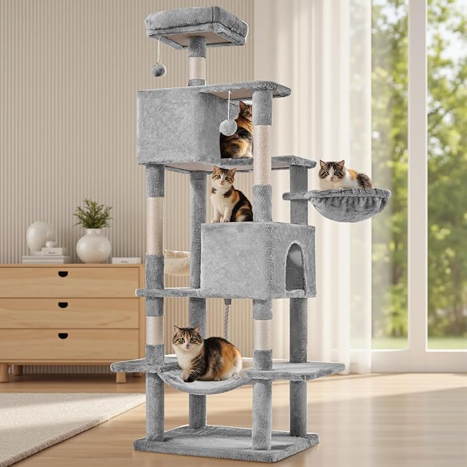 Sweetcrispy 66 inch Cat Tree Tower, Large Multi Level Cat Climbing Tower - Image 7