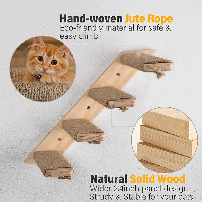 4 Steps Cat Wall Shelves Cat Wall Stairs - Image 5