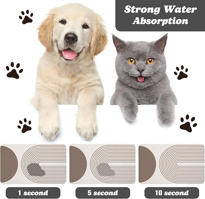 Dog Food Mats for Floors Waterproof, Cat Water Bowl Mats Pet Feeding Absorbent - Image 2