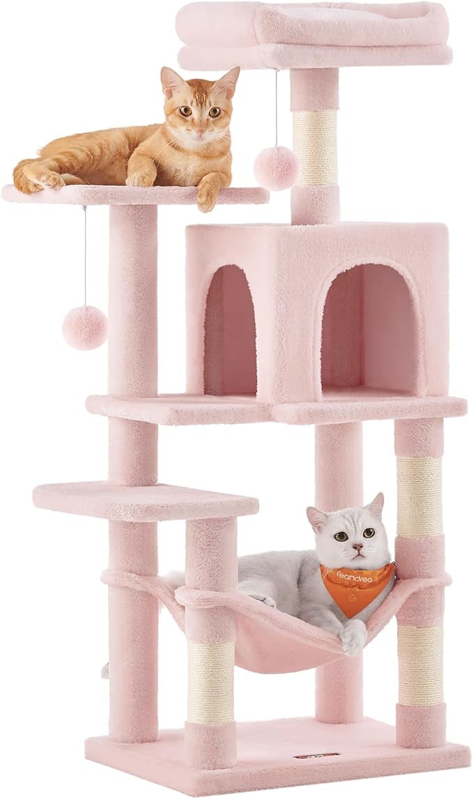 Feandrea Cat Tree, 44.1-Inch Cat Tower, Plush Multi-Level Condo by FeandreabySONGMICSHOME