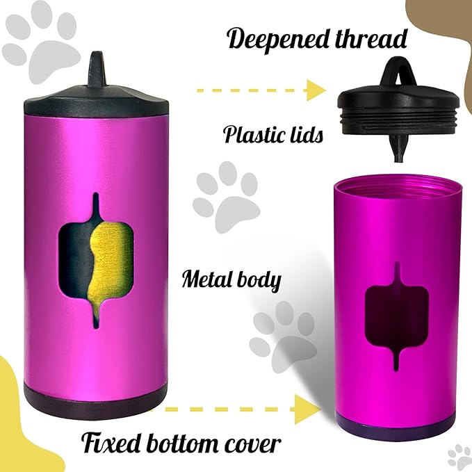 Metal Dog Poop Bag Holder w/Leash Clip|Durable Scratch-Resistant Aluminum|15 - Image 2