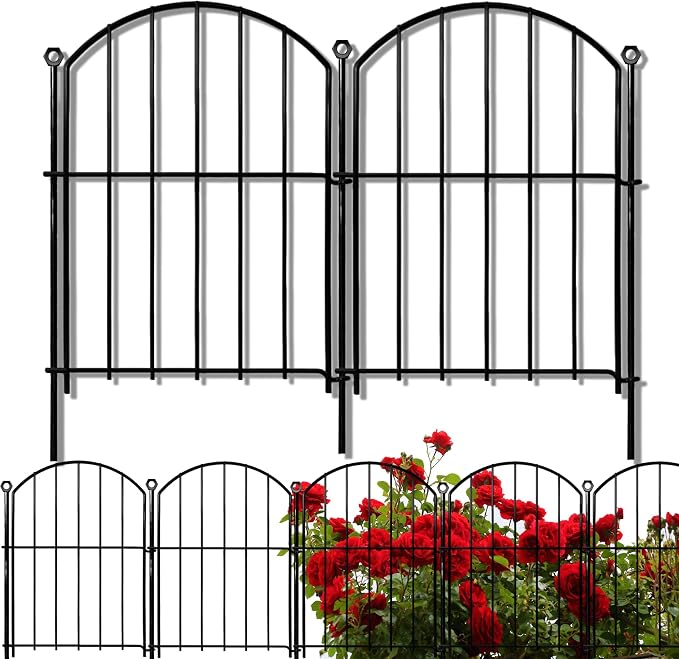 Decorative Garden Fence 17in x10ft, 10 Pack Rustproof Metal No Dig Fence Animal - Image 9