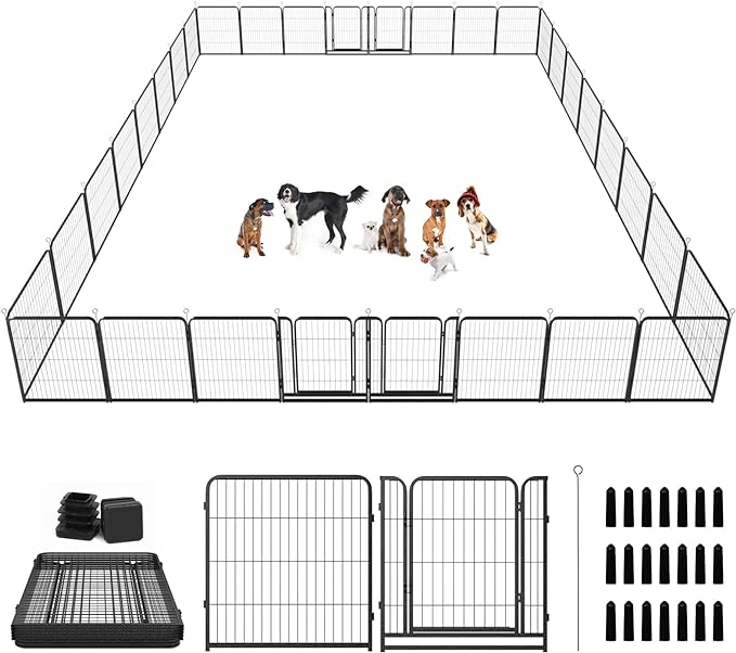 Dog Playpen Outdoor Extra Wide 32 Piece Panels Heavy Duty Dog Fence 40" Height by Committedtobetterpetlife