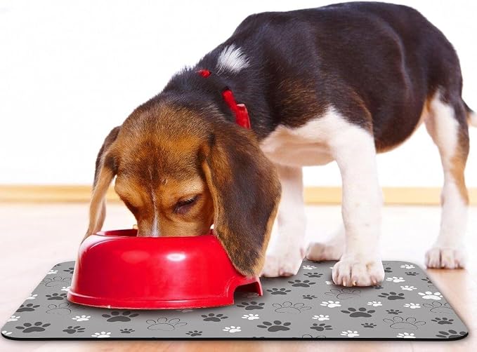 Dog Food Mat, Absorbent Water Bowl Mats Cat Pet Feeding Placemats Light Gray 16 - Image 6
