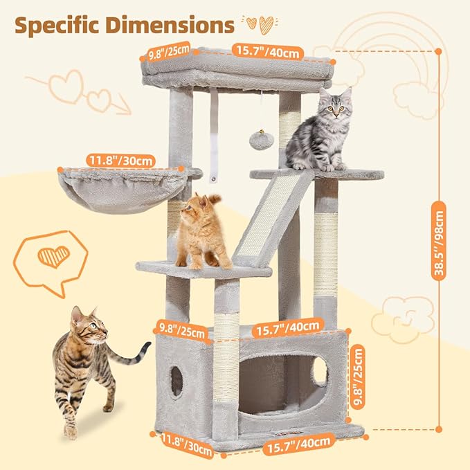 Taoqimiao Cat Tree, 38.2-Inch Cat Tower - Image 2