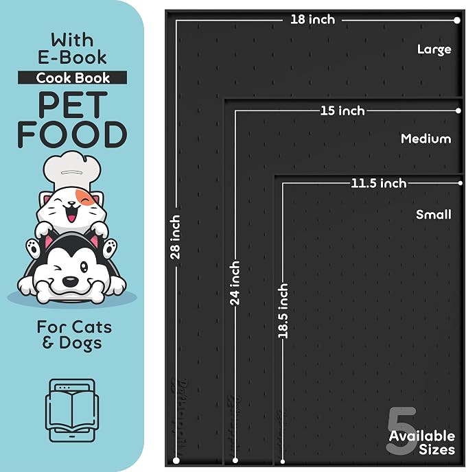 Dog Food Mat - 24x15” Large Silicone Pet Food Mat, Raised Edges - Image 2