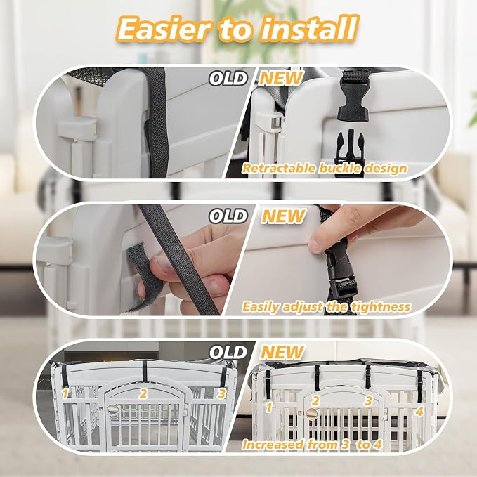 PJYuCien Dog Playpen Mesh Top Cover, Fits 36 Inch 4 Panels Regular Square - Image 2