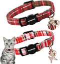 2 Pack Christmas Plaid Cat Collars Breakaway by DOGWONG
