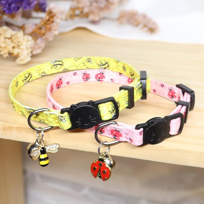 Cat Collar Breakaway, 2 Pack Cotton Cats Collars - Image 2