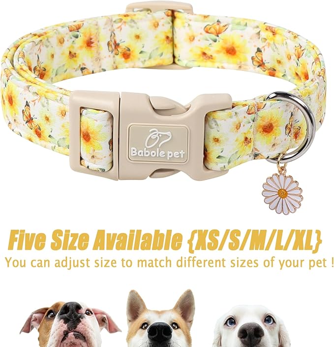 Adjustable Floral Dog Collar, Lightweight Quick-Release Buckle Collar - Image 6