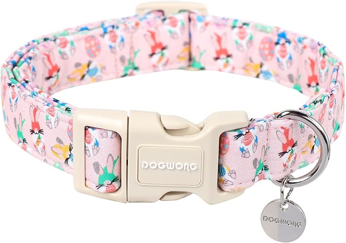 DOGWONG Easter Rabbit Dog Collar, Colorful Egg Dog Collar Soft Durable by DOGWONG
