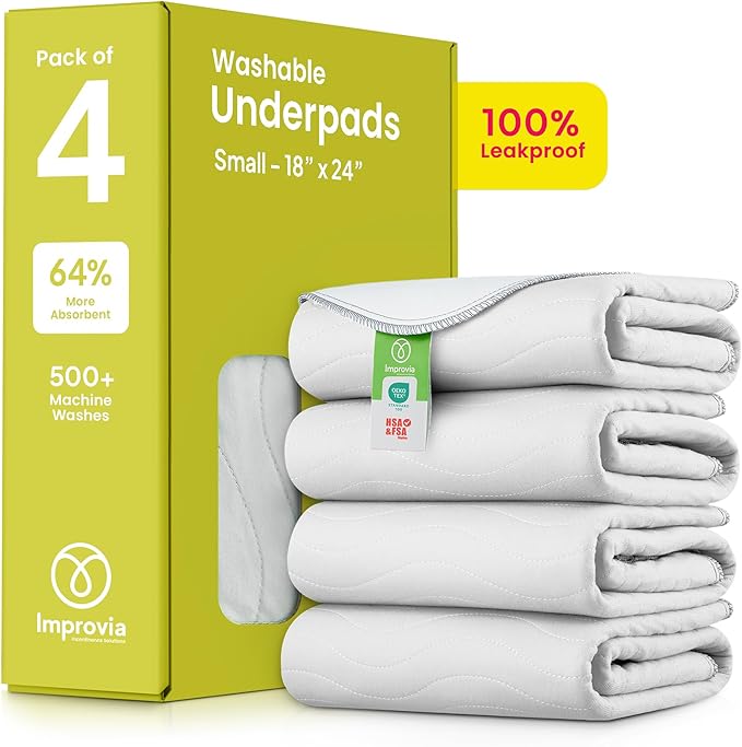 IMPROVIA® Washable Underpads, Heavy Absorbency Reusable Incontinence Pads by IMPROVIA