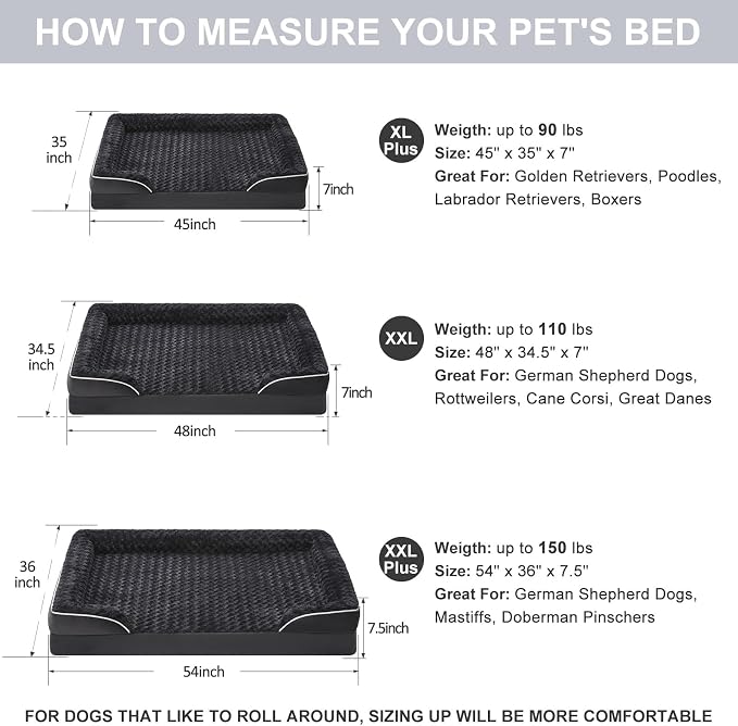 WNPETHOME Dog Beds for Large Sized Dogs, Washable Orthopedic Dog Couch Sofa Bed - Image 4