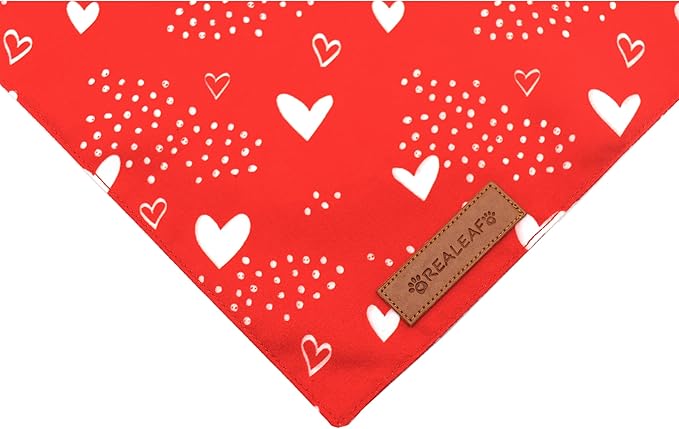 Realeaf Valentine's Day Dog Bandanas 2 Pack, Reversible Red Plaid Heart Dog - Image 5