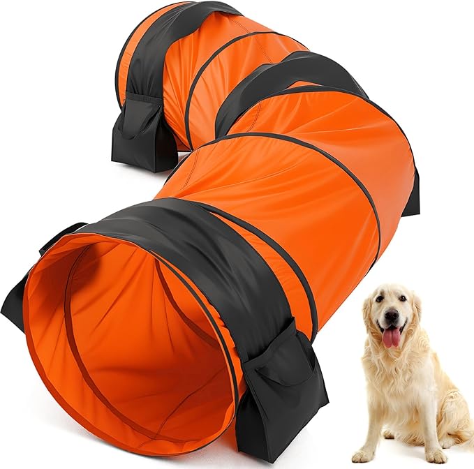 28 in 10 Foot Orange Extra Large Dog Agility Tunnel by Briwooody