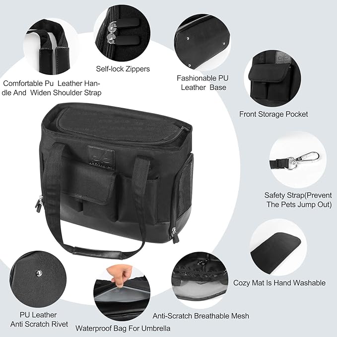 Cat Carrier, Dog Carrier, Pet Carrier, Foldable Waterproof Premium PU Leather - Image 4