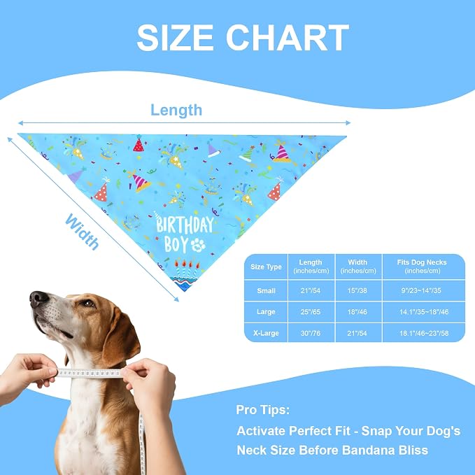 Dog Birthday Bandana Boy for Large X-Large Dogs, Reversible 2 Patterns in 1 - Image 4