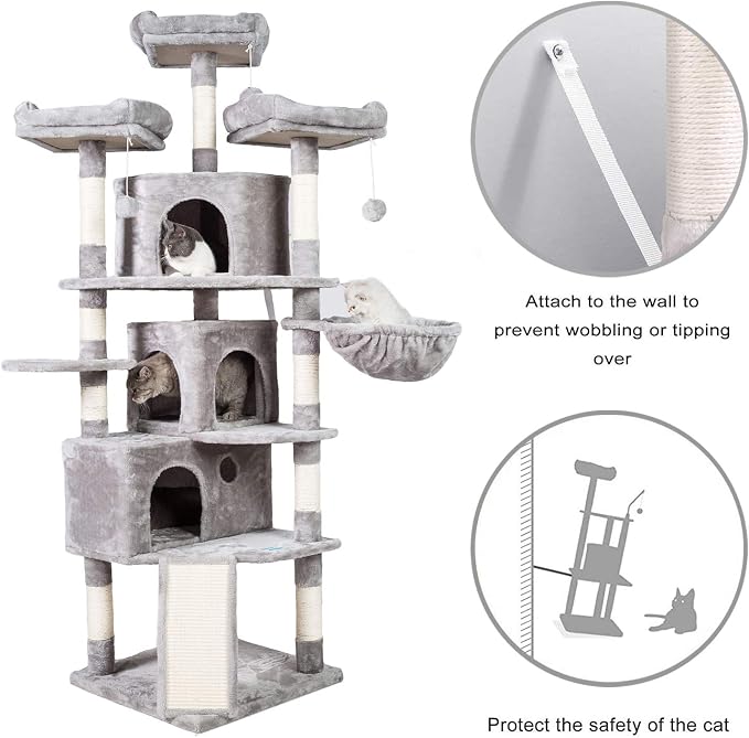 Hey-brother XL Size Cat Tree, 73.4 inch Cat Tower - Image 6