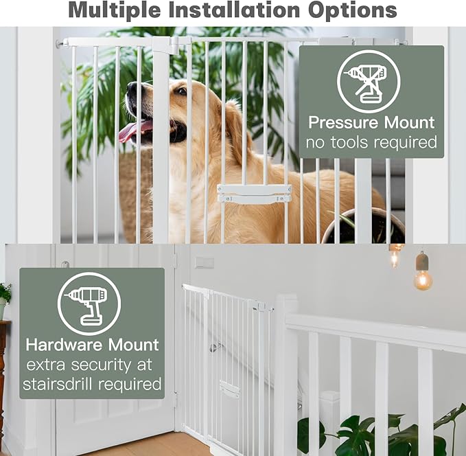 37 Inch Tall Baby Gate with Small Cat Door, Adjustable 29.55" and 46.06" - Image 4