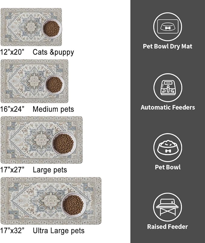 Dog Food Mats for Floors, Absorbent and Quick-Drying Pet Cat Food Mat, - Image 6