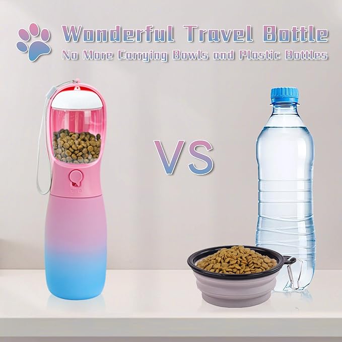 Dog Water Bottle with Food Container, 19Oz Large Capacity Portable Dog Water - Image 3