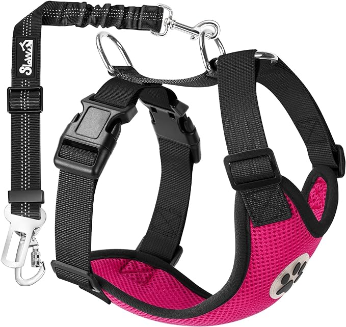 SlowTon Dog Seat Belt Harness for Car, Dog Car Harness Adjustable Mesh by SlowTon