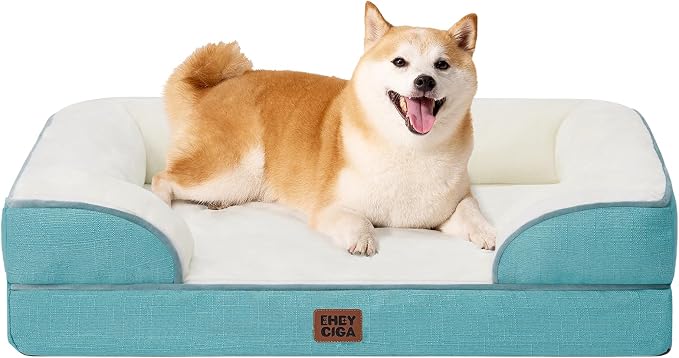 EHEYCIGA Orthopedic Dog Bed for Large Dogs, Waterproof Memory Foam, Turquoise by EHEYCIGA