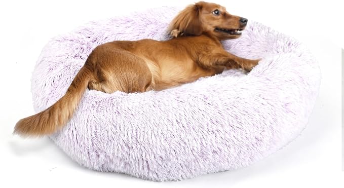 Calming Dog Bed for Medium Dogs Washable Donut 30 inches Anti-Slip Pet Bed by nononfish
