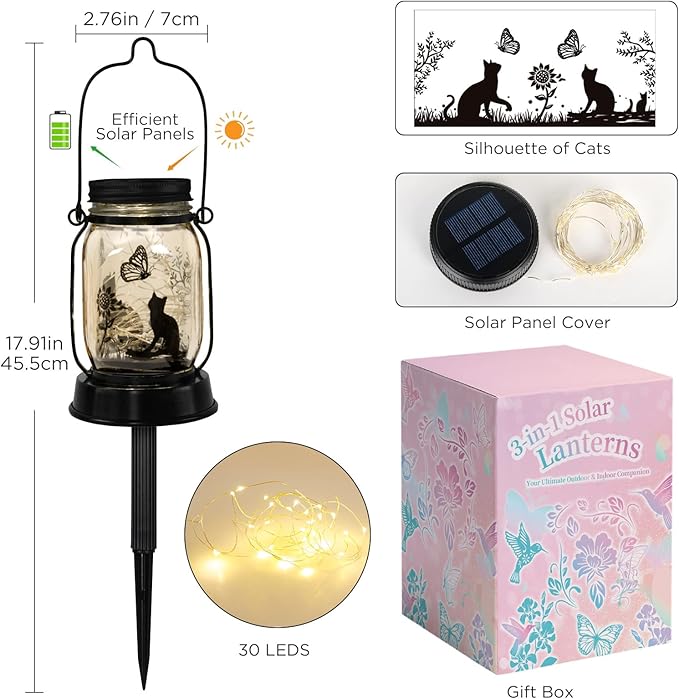 kyoryuger Cat Lover Gifts for Mom/Grandma/Women/Sister Cat Butterfly Solar - Image 6