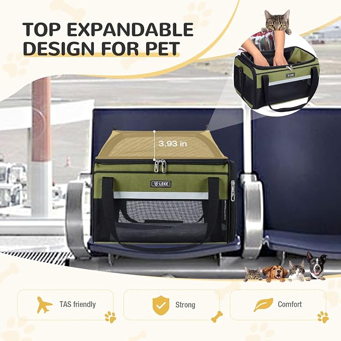 Lekereise Top-Expandable Pet Carrier 17x11x9.5 Inch Alaska Hawaiian Airline - Image 5