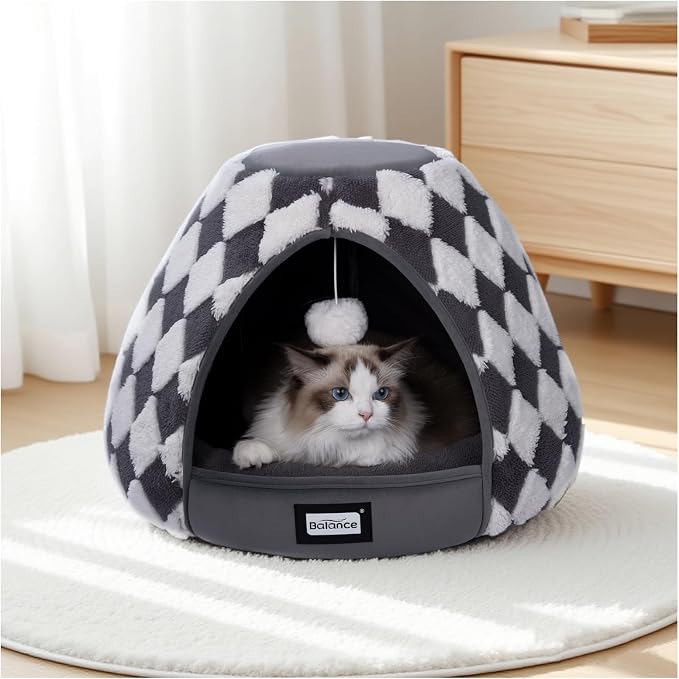 BALANCE Cat Beds for Indoor Cats, 2-in-1 Cat Bed Cave by BalancePet