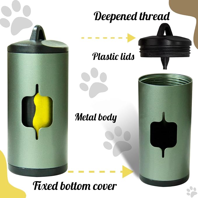 Metal Dog Poop Bag Holder w/Leash Clip|Durable Scratch-Resistant Aluminum|135 - Image 2