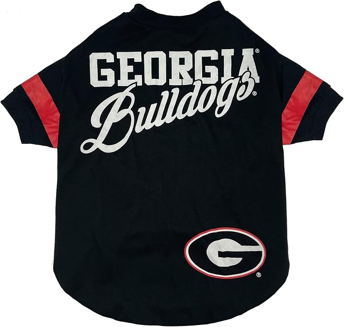 NCAA Georgia Bulldogs T-Shirt for Dogs & Cats, Small. Football/Basketball Dog by PETSFIRST