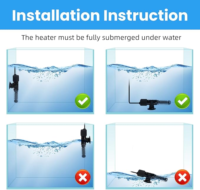 AQUANEAT Aquarium Heater, 50W Small Betta Fish Tank Heater, Mini Preset Water - Image 5