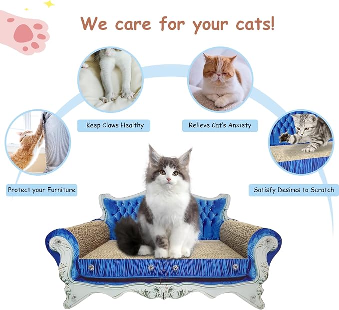 Luxury Cardboard Cat Scratcher Sofa Bed, Couch Shaped Cat Scratching Board - Image 7