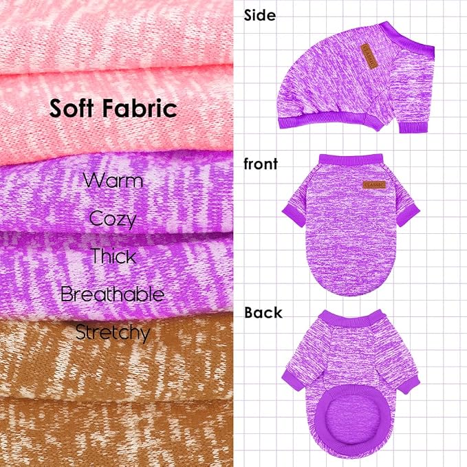 3 Pack Dog Sweaters for Small Dogs Girl Boy Winter Fleece Clothes Warm Soft Dog - Image 4