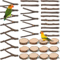 18 PCS Bird Perches Stand Toy, Natural Wood Parrot Perch Stand Bird Cage by TORINALITAL