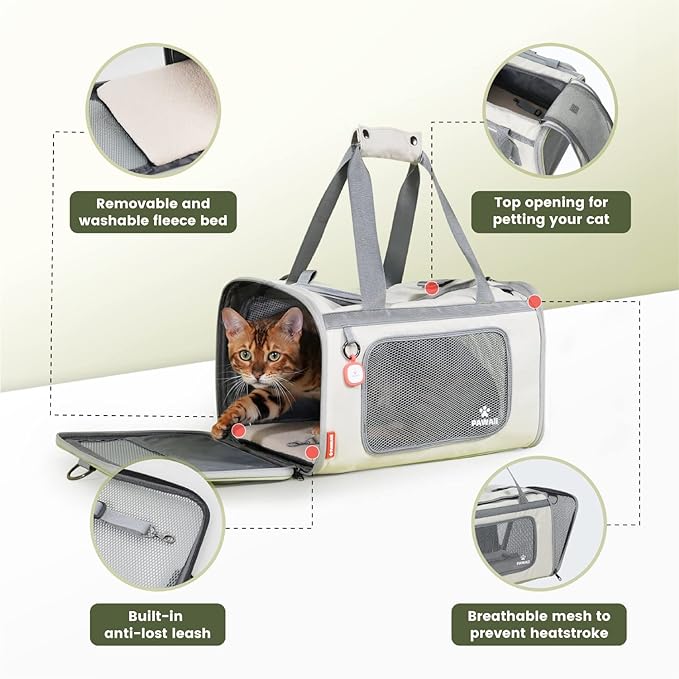 Pawaii Cat Carrier with ID Tag, TSA Airline Approved Soft Sided Collapsible Pet - Image 6