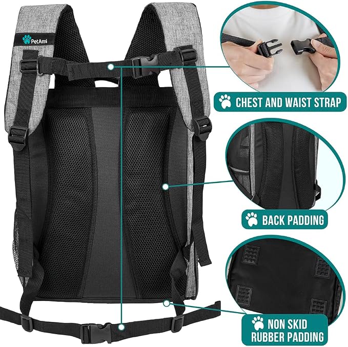 PetAmi Dog Backpack Carrier for Small Large Cat, Ventilated Pet Hiking Backpack - Image 5