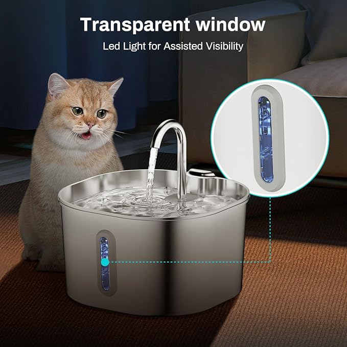 2.2L Stainless Steel Cat Water Fountain Automatic Pet Water Dispenser - Image 5