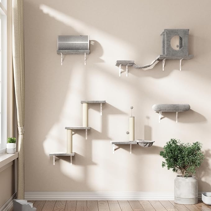 7-in-1 Cat Wall Shelves, Wall Mounted Cat Climber Set, Cat Furniture - Image 7