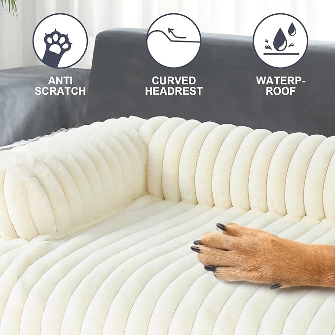 Wn's Day Luxurious Dog Couch Bed, Washable Calming Dog Couch Cover, Removable - Image 4