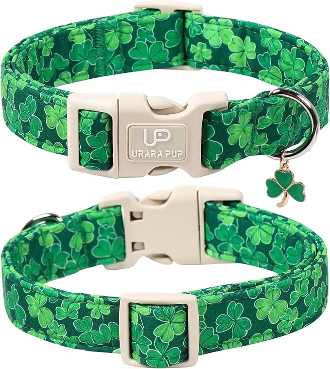 St. Patrick's Day Dog Collar, UP URARA PUP Shamrock Adjustable Pet Collar - Image 2