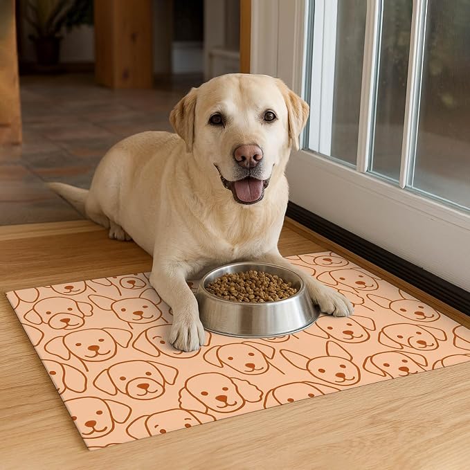 Adorable Cute Dog Faces Pattern Pets Food Mat Spill-Proof Pets Feeding Mats - Image 4