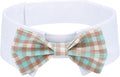 Segarty Dog Bow Tie for Neck Girth 12.6-15.7in, Adjustable Dogs Blue Khaki by Segarty